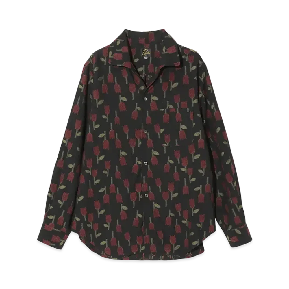 NEEDLES Italian Collar Shirt - /W Tulip Jacquard "Black"