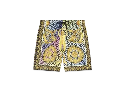 FENDI x Versace Fendace Gold Baroque Mid-Length Swim Shorts