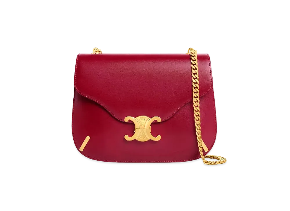 CELINE Chain Besace Triomphe In Shiny Calfskin "Carmin"