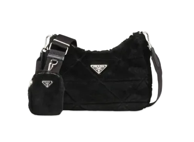 PRADA Shearling Shoulder Bag "Black"