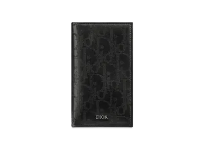 Dior Two-Folded Long Card Holder Dior Oblique Galaxy Leather "Black"