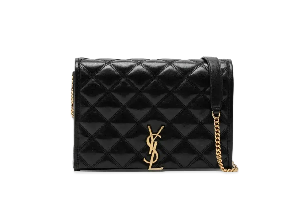 SAINT LAURENT Becky Mini Chain Bag In Carre-Quilted Lambskin "Black"