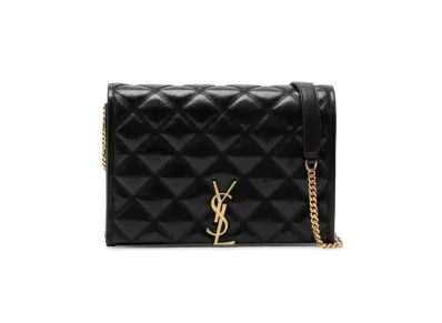 SAINT LAURENT Becky Mini Chain Bag In Carre-Quilted Lambskin "Black"