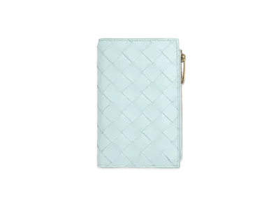 Bottega Veneta Bifold Zip Wallet "Teal Washed"