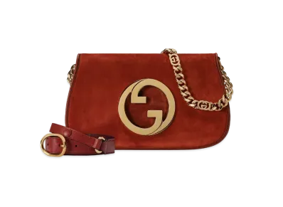 GUCCI Gucci Blondy Shoulder Bag Suede "Ruby Red"