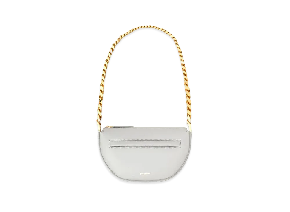 Burberry Mini Leather Zip Olympia Bag "Heather Melange"