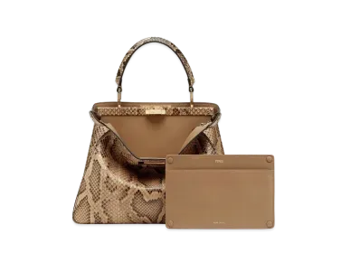 FENDI Peekaboo I See U Midiam Python Leather / Leather Bag "Beige"