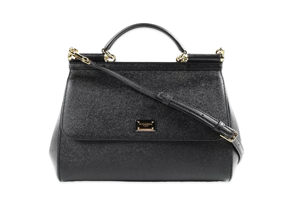 Dolce&Gabbana Sicily Bag Dauphine Leather Regular Size "Black"