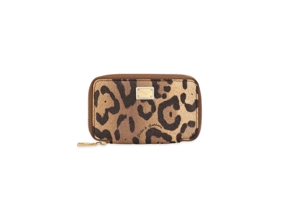 Dolce&Gabbana Key Case Crespo Leopard Printed Logo Plate "Multicolor"