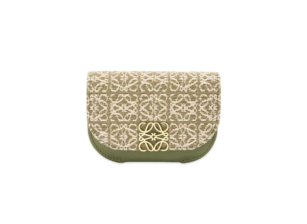 ロエベ ゴヤ カードホルダー アナグラムジャカード&カーフ "グリーン/アボカドグリーン" C821Z74X01-4364