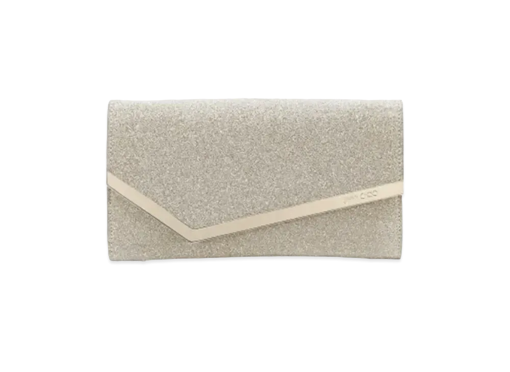 Jimmy Choo Emmie Dusty Glitter Clutch Bag "Platinum Ice"