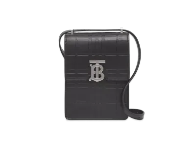 BURBERRY Embossed Leather Robin Bag "Black"