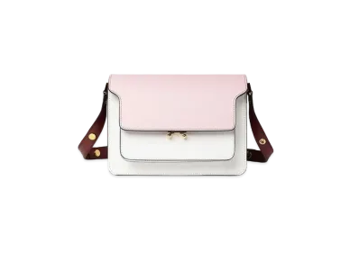 Marni TRUNK Bag in Saffiano Calfskin "Pink White/Burgundy"