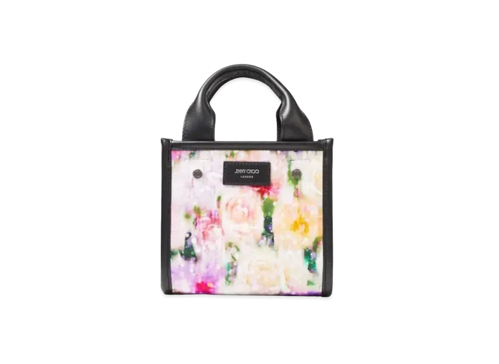 JIMMY CHOO SHOPPER TOTE/S Seasonal Printed Nylon Tote Bag "Blossom"