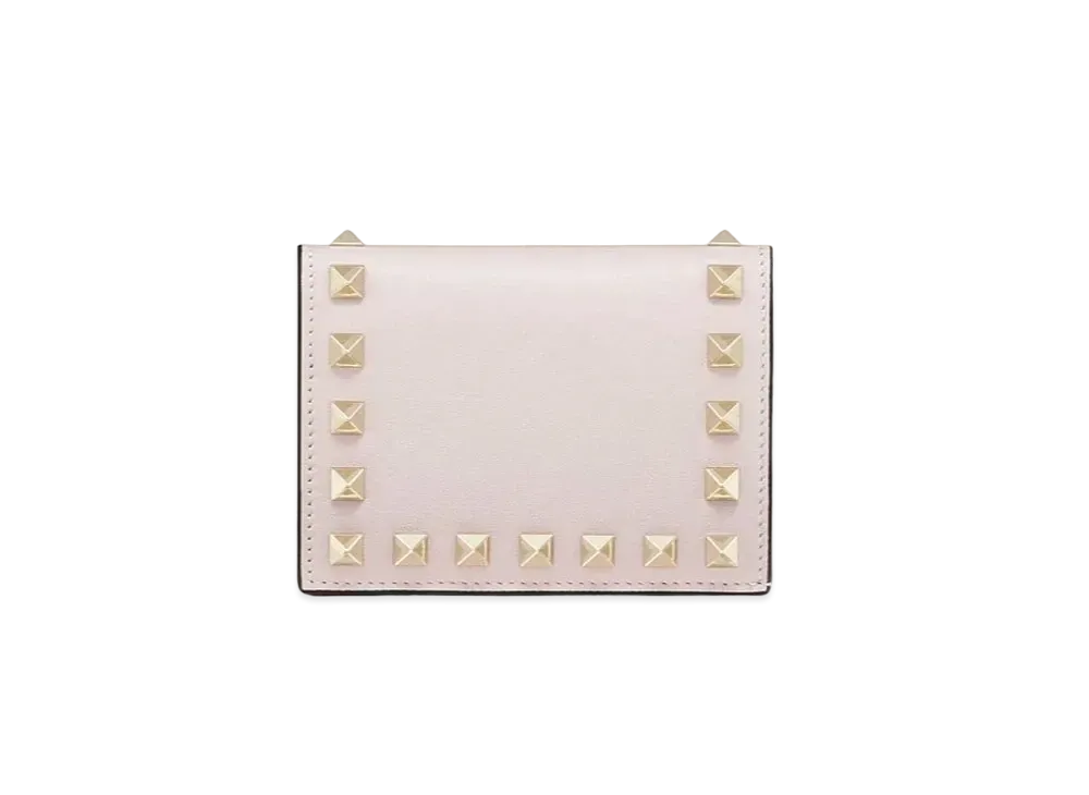 Valentino Rock Studs Calfskin Small Wallet "Rose Quartz"