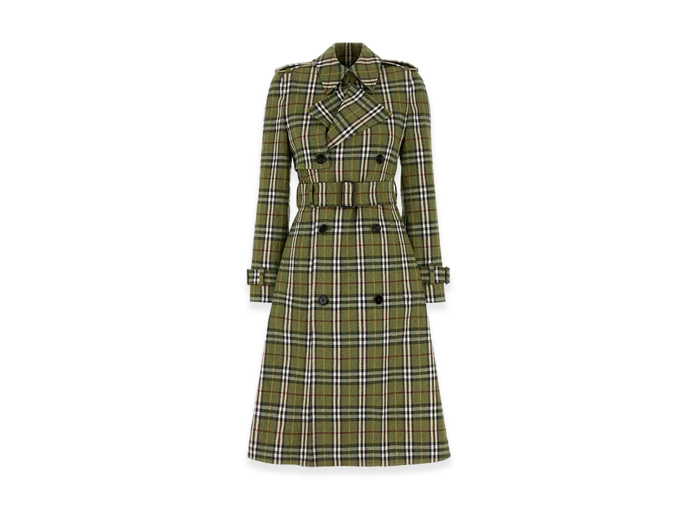 Burberry Women's Embroidered Stretch Linen Trench Coat "Green"