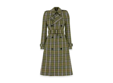 Burberry Women's Embroidered Stretch Linen Trench Coat "Green"
