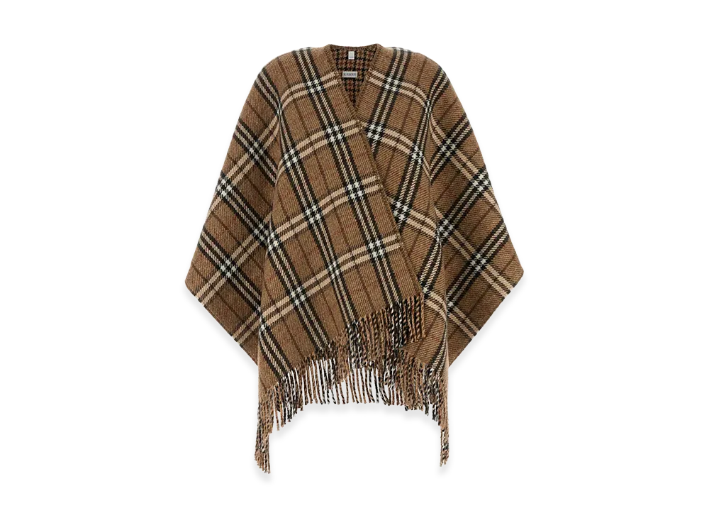 Burberry Women's Embroidered Cashmere Blend Reversible Cape "Sand"