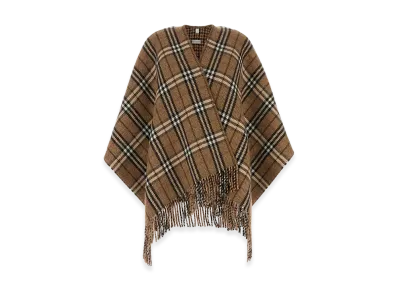 Burberry Women's Embroidered Cashmere Blend Reversible Cape "Sand"