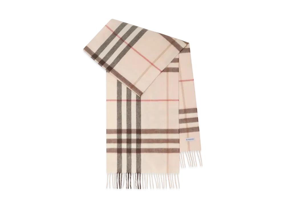 Burberry Check Cashmere Scarf "Alabaster"