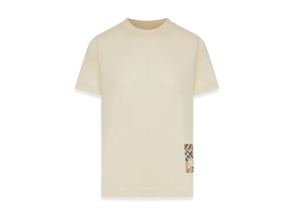 Burberry Women's Cotton T-Shirt With Check Applique "Beige"