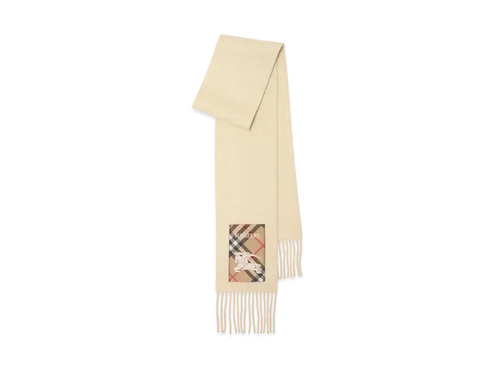 Burberry Check Label Cashmere Scarf "Nutmeg"