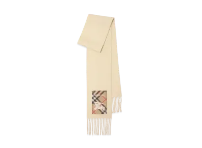 Burberry Check Label Cashmere Scarf "Nutmeg"