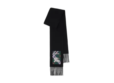 Burberry Check Label Cashmere Scarf "Black"