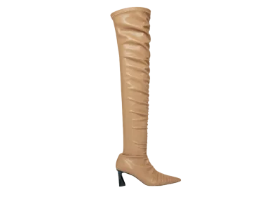 STELLA McCARTNEY Women's Elsa Ruched Thigh-High Boots "Beige Nude"