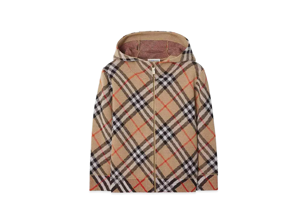 Burberry Kids KB5 Jimmy Check Jacquard Hoodie "Beige"
