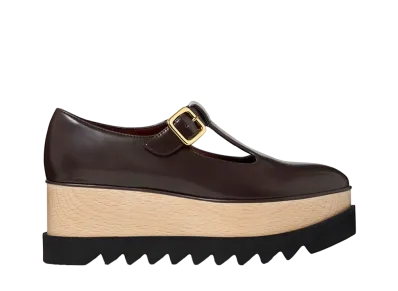STELLA McCARTNEY Women's Sneak-Elyse T-Bar Platform Mary Janes "Coffee Brown"