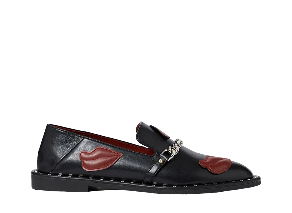 STELLA McCARTNEY Women's Falabella Lip Applique Loafers "Pitch Black"