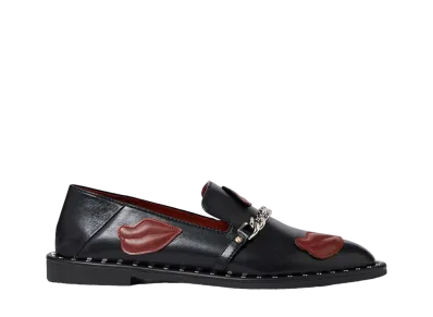STELLA McCARTNEY Women's Falabella Lip Applique Loafers "Pitch Black"