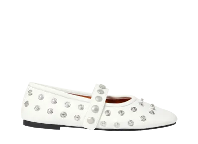 STELLA McCARTNEY Women's Ryder Popper-Studded Ballet Flats "Pure White"
