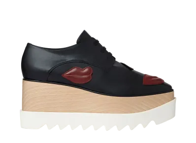 STELLA McCARTNEY Women's Elyse Lip Applique Platform Shoes "Black"