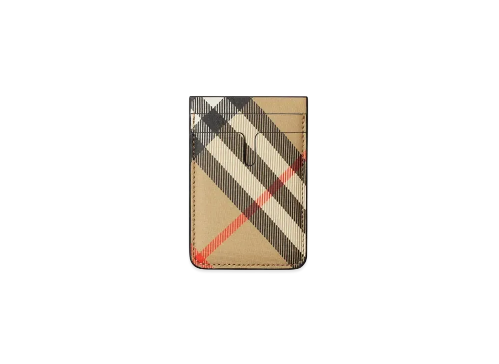 Burberry Check Magnetic Card Case "Sand"