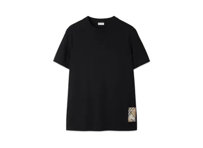 Burberry Check Label Cotton T-shirt "Black"