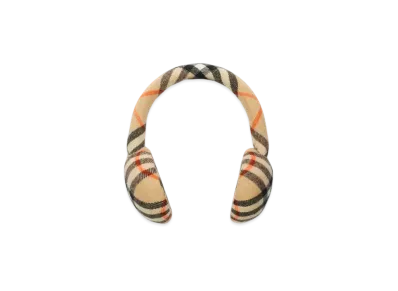 Burberry Check Wool Earmuffs "Sand"