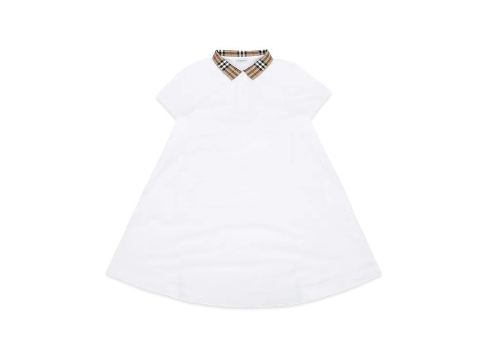Burberry Kids KG2 Astrid Check Collar Dress "White"