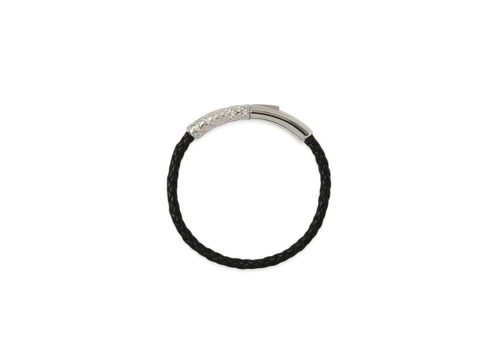 Burberry Leather Check Bracelet "Silver/Black"
