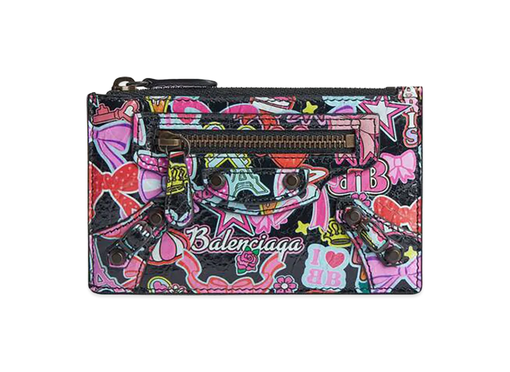 BALENCIAGA Women's Le City Long Coin & Card Holder "Black/Multicolor"