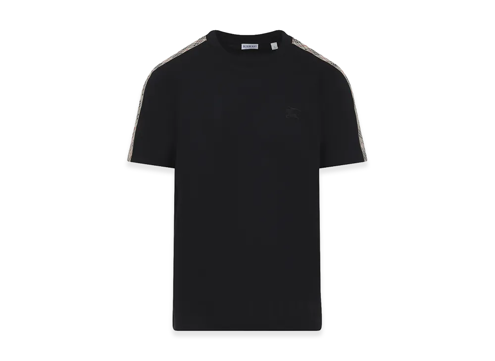 Burberry Check Trim Cotton T-Shirt "Black"