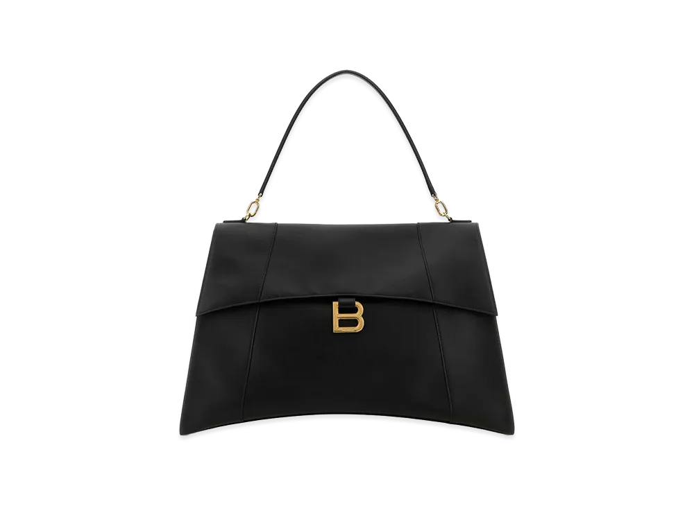 BALENCIAGA Women's Leather Large Hourglass Soft Handbag "Black"