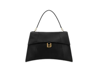 BALENCIAGA Women's Leather Large Hourglass Soft Handbag "Black"