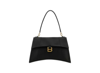 BALENCIAGA Women's Leather Hourglass Shoulder Bag "Black"