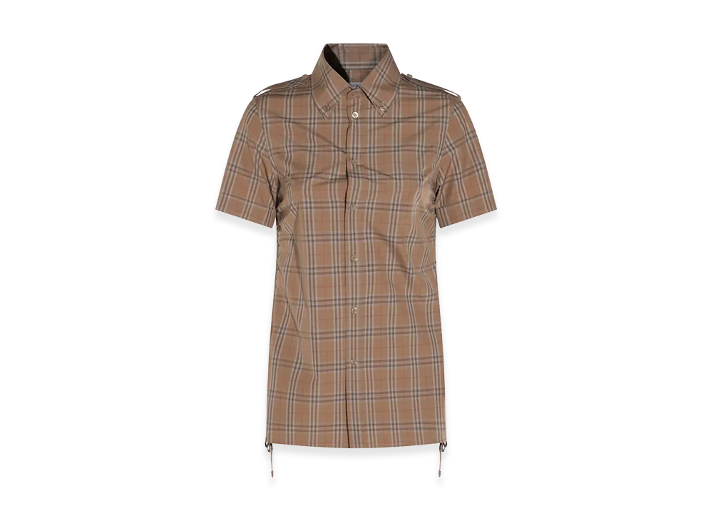 Burberry Women's Check Patterned Short Sleeve Shirt "Beige"