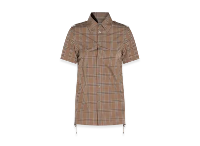 Burberry Women's Check Patterned Short Sleeve Shirt "Beige"