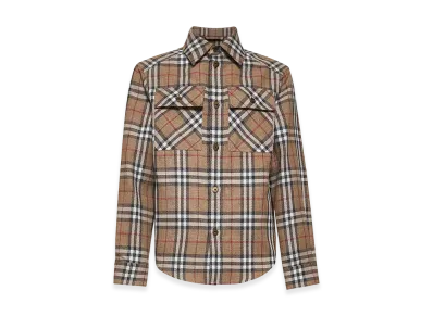 Burberry Check Cotton And Linen Shirt "Beige"