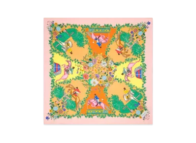 GUCCI Allover Floral Print Silk Carre "Pink/Multicolor"