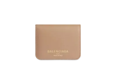 BALENCIAGA Cash 2.0 Flap Coin and Card Holder "Latte"